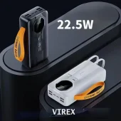 پاوربانک 30000 میلی آمپر فست شارژ با کابل داخلی مدل Virex PB-16